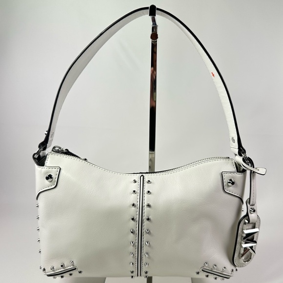 NWT Women’s Michael Kors Astor Large Leather Pouchette Optic White - Picture 1 of 15